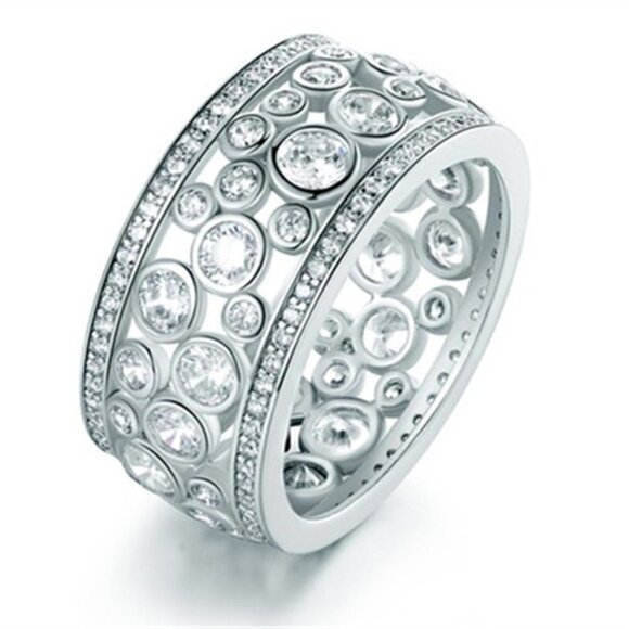 🎁 Double Layer Silver Hollow Fashion Rings for Women, PD397 - Picture 1 of 4